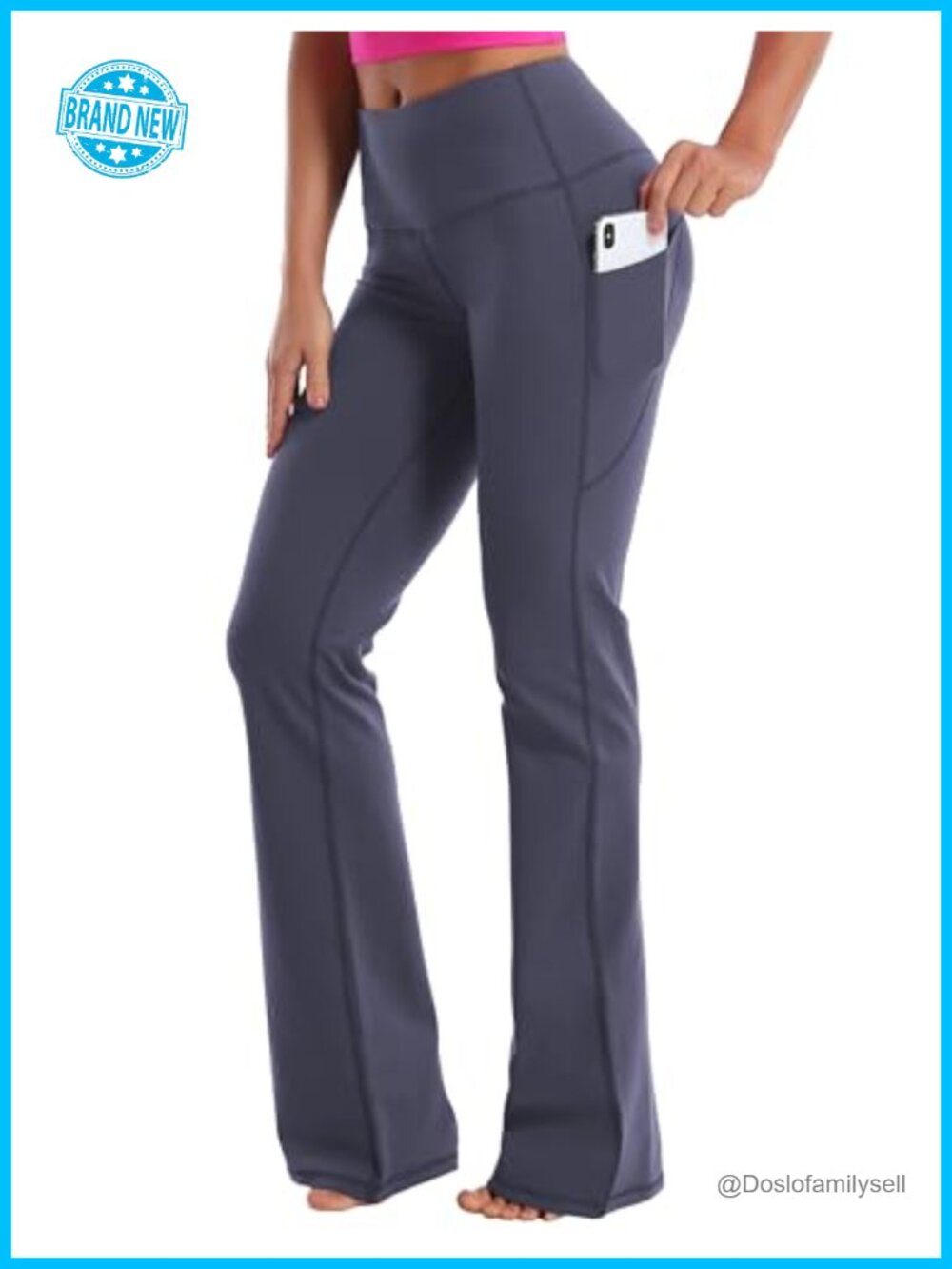 Women's High Waist Bootcut Yoga Pants Tummy Control Side Pockets Stretch